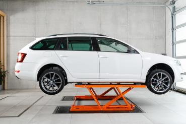 Mobile Hebebühne Scherenhebebühne Reifendienst mechanisch JH6 orange JH-TWIN-062-DRILL-2004-V01